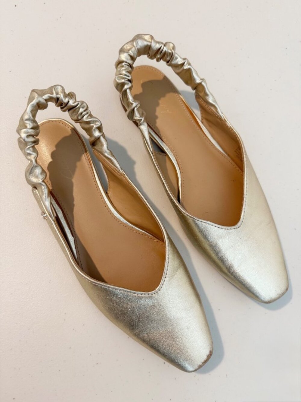 Sam Edelman Omina Slingback Ballet Flats Size 6 Gold Metallic Boho Classic Chic